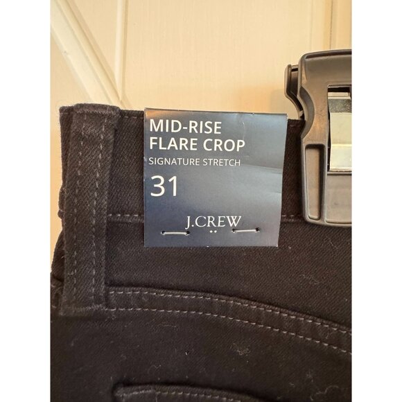 NWT J.Crew Black Mid-Rise Flare Crop Signature Stretch Jeans Womens Size 31 - Picture 5 of 10